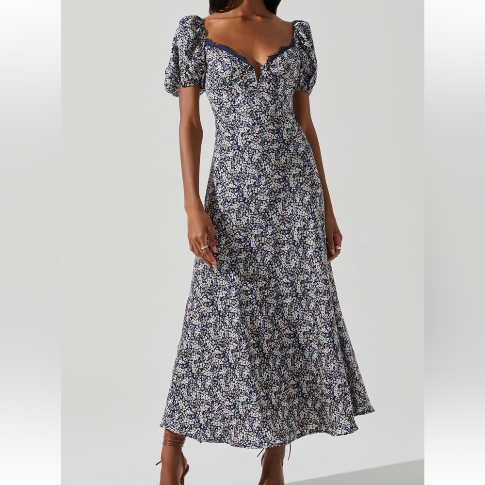 ASTR the label Sylvie Dress in Navy Ditsy